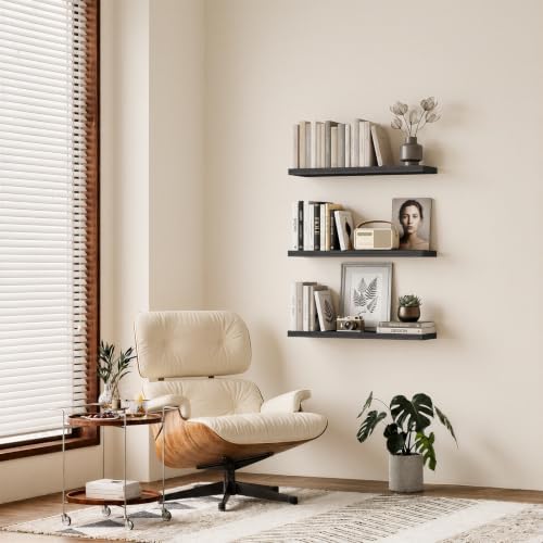 BAYKA Black Floating Shelves 35.4in, Set of 2, Wall Mounted for Wall Decor - Image 4