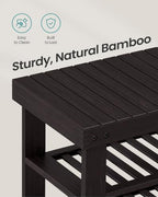 SONGMICS Bamboo Shoe Bench with Seat, 11.3 x 27.6 x 20.5 Inches - Image 6