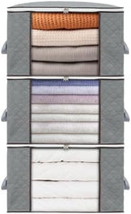 combocube 3 Pack Closet Organizers and Storage Containers, Clothes Storage Bins, Storage Bags with Large Clear Window & Handles for King Comforter, Pillow, Quilt, Bedding, Clothes by combocube