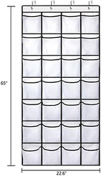 REGELETO 2 Pack 28 Pocket Over the Door Shoe Organizer, Hanging Shoe Rack for Door Large Capacity Shoe Organizer Holder with 4 Metal Hooks (White-2Pack) - Image 2
