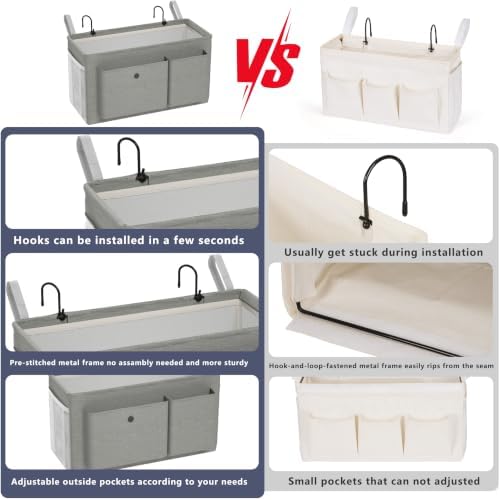 Bedside Caddy Bedside Storage Hanging Organizer for Bunk Dorm Bed Rail - Image 3
