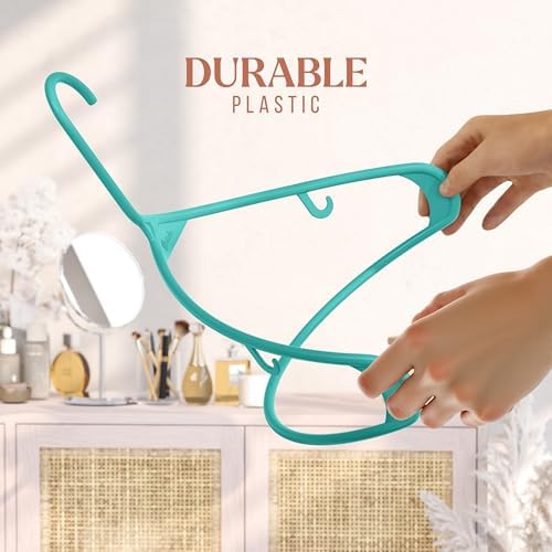 Plastic Hangers 20 Pack Aqua - Clothes Hangers - Makes The Perfect Coat Hanger and General Space Saving Hangers for Closet and New Apartment Essentials - Percheros Ganchos para Colgar Ropa Hangars - Image 4