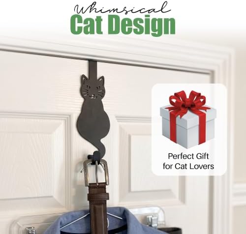 Evelots Over The Door Cat Hooks - 2 Pack - Strong Metal Kitty Decoration - Perfect for Coats, Handbags, Hats, Towels, Wreath Hanger Etc. - Hold up to 20 Pounds - Easy to Install - Rust Free - Image 7