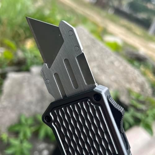 Retractable Box Cutters Utility Knife,Replaceable Blade Pocket Knife With Clip, With 5pcs Spare Blades,Lightweight Aluminum Handle for Outdoor And Indoor EDc, Camping & Survival - Image 7
