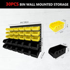 30Pcs Plastic Wall Mounted Storage Bins Parts Rack Nuts And Bolt Bins Organizer For Shop Garage for Screws, Nuts, Bolts, Nails, Beads, and Small Hardware Parts(YELLOW+BLACK, 30) - Image 2