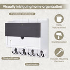 Mail and Key Holder Wall Mount with Storage Drawer & Chalkboard Panel - Image 5