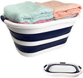 SAMMART 40L (10.5 gallon) Collapsible Plastic Laundry Hamper - Foldable Pop Up Storage Container/Organizer - Portable Washing Tub - Space Saving Basket (1, White/Starry Blue) by SAMMART