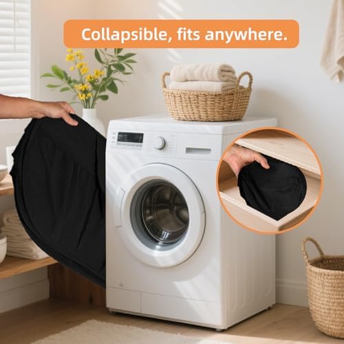 Collapsible Laundry Baskets, Tear Proof Pop Up Laundry Hamper with Lid, Dual Handles Durable Foldable Laundry Basket, Easy to Carry Laundry Hamper for Home, Laundry Room, Bedroom, Dorm, Travel Black - Image 5
