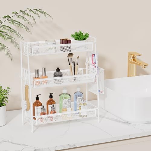 VITVITI 3 Tier Bathroom Organizer Countertop, Counter Storage Shelf, White - Image 2