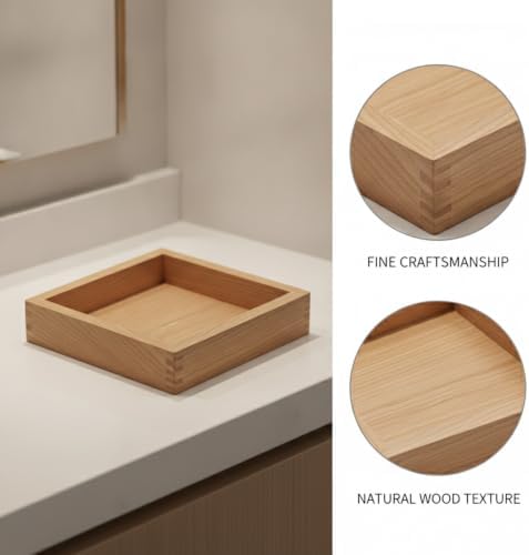 Black Wooden Catchall Tray with Raised Edges, 9.8 x 7.1 Inch Entryway Organizer for Keys and Jewelry, Modern Desktop Storage Dish - Image 6