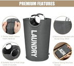 DOKEHOM 90L Large Laundry Basket Bag, Collapsible Tall Hamper, Dark Grey - Image 6