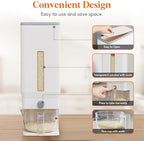Lifewit Rice Dispenser 25 Lbs, Airtight Storage with Cup, 2 Pack White - Image 4