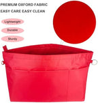 Handbag Tote Purse Organizer Insert Bag Liner Shaper Divider Zipper 11 Pockets Compartments Small Red - Image 3