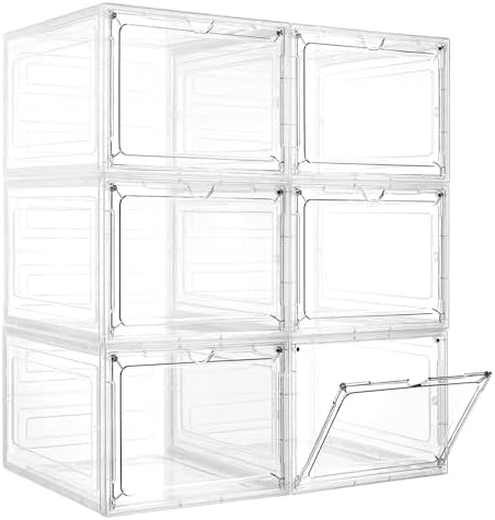 LXLXXL 6 Pack Storage Bins with Lids, 19 Qt Stackable Clear Storage Box by LXLXXL