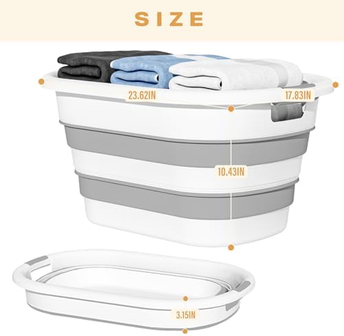 43L(11.5Gallon) Collapsible Laundry Baskets Plastic (Grey, 2 Packs) - Image 7