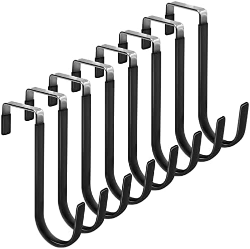 FYY Over the Door Hooks, Single-Hanger 8 Pack, Fits Doors 1 3/8" Black by FYY
