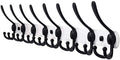 Dseap Coat Rack Wall Mount - 29.5” Long 8-Tri-Hooks Heavy Duty Coat Hanger Rail Wall Hooks for Hanging Coats Hats Clothing Clothes Purse Mudroom Entryway, White & Black by Dseap