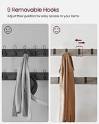 VASAGLE Coat Rack, Hall Tree with Shoe Bench, 4-in-1, 9 Removable Hooks - Image 6