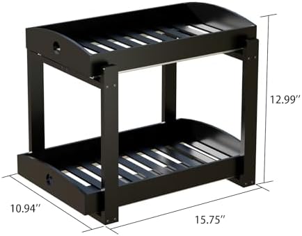 Bamboo Under Sink Organizer 2 Tier Pull Out Cabinet Storage Drawer - Image 3