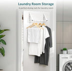 Optish Foldable Over The Door Hanger - Space-Saving Drying Rack for Coats & Clothing, Small Clothes Organizer, White - Image 6