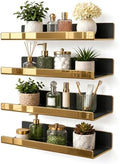 Gold Acrylic Bathroom Shelf Wall Mounted Floating Organizer with Front Lip by CareMoreYJ