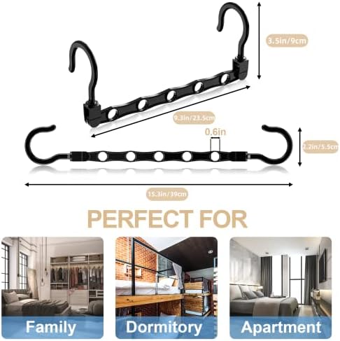 24 Pack Hangers Space Saving Magic Space Saver Smart Plastic Hangers Black | Clothes Hanger Organizer Closet Organizers and Storage for Closet Wardrobe Apartment College Dorm Room Essentials - Image 2
