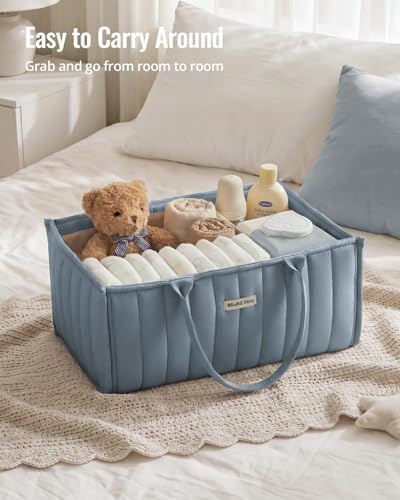 Blissful Diary Baby Diaper Caddy Organizer, Stylish Storage Basket for Newborn Essentials and Diaper Station, Gift for Baby Shower and Registry Must-Have, Dusty Blue - Image 5