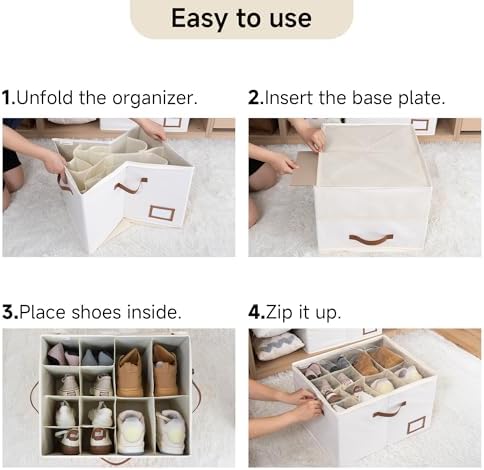 StorageWorks 2-Pack Shoe Storage Box for Closet, Sandal Organizer, Beige - Image 4