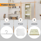 Hanging Closet Organizer 4-Shelf, Oxford Fabric Wardrobe Storage, Beige | Easy-mount foldable design holds clothes, handbags, shoes & accessories; washable Oxford fabric, sturdy and space-saving. - Image 5
