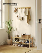 SONGMICS Bamboo Shoe Rack, 2-Tier Stackable Shoe Organizer, for 9-12 Pairs - Image 2