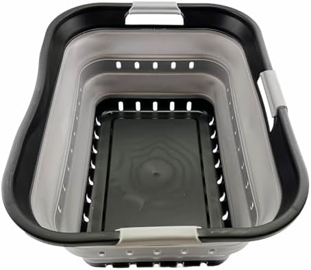 SAMMART 42L (11 gallon) Collapsible Plastic Laundry Basket - Foldable Pop Up Storage Container/Organizer - Space Saving Hamper/Basket (Black/Alloy Grey) by SAMMART