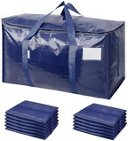TICONN 12 Pack Extra Large Moving Bags Heavy Duty with Zippers & Carrying Handles, Durable Storage Bags Moving Boxes for Closet Organizers and Storage (12 Pack, Navy) by TICONN