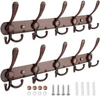 TICONN Wall Mounted Coat Rack, Five Heavy Duty Tri Hooks All Metal Construction for Jacket Coat Hat in Mudroom Entryway (Antique Bronze, 2-Pack) by TICONN