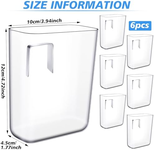 Suzile 6 Pack Wall Mount Organizer Acrylic File Holder Adhesive Cabinet Door Organizer Wall Mounted Storage Box for Office Kitchen Bathroom Bedroom Garage Craft Room Collection(Small) - Image 2
