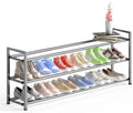 Bumusty 3 Tier Long Expandable Shoe Rack for Closet, Light Grey by BUMUSTY