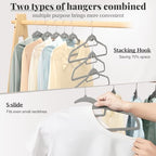 Velvet Hangers 50 Pack, S-Shaped and Stackable Felt Hanger(Gray) - Image 2