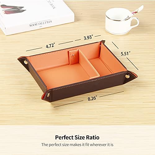 Travel Valet Tray,Entryway Dish,PU Leather Catchall EDC Dump Tray/Bowl - Image 3