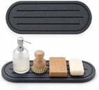 Razborci 2PCS Water Absorbing Stone Drying Tray Mat for Bathroom Sink & Kitchen Counter Faucet Organizer Decor, Quick Dry Dish Soap Dispenser Sponge Holder, Vanity Caddy Coaster,Dark Gray -10"*3.8" by Razborci