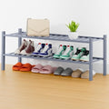 Smiry Bamboo Shoe Rack, 16 Vertical Slats, 2 Tier - 33.7" Wide, Grey by Smiry