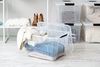 IRIS USA 40 QT Plastic Storage Box with Lid and Latches - 6 Pack - BPA-Free, See-Through Organizing Solution, Durable Nestable Stackable Containers, Secure Pull Handle - Clear - Image 5