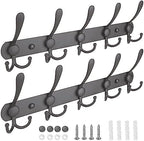 TICONN Wall Mounted Coat Rack, Five Heavy Duty Tri Hooks All Metal Construction for Jacket Coat Hat in Mudroom Entryway (Space Gray, 2-Pack) by TICONN