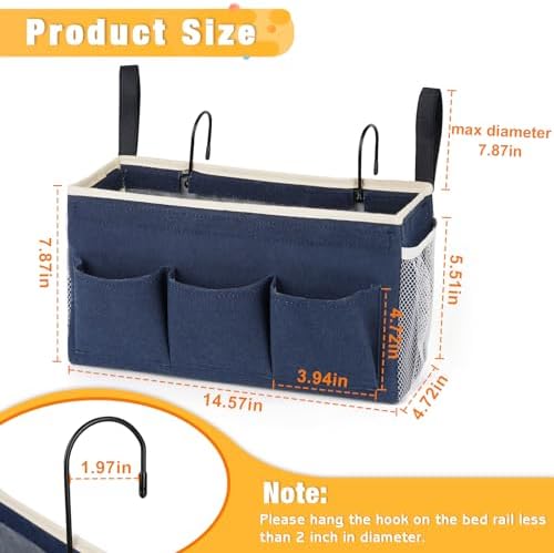 Lilithye Bedside Caddy, Bedside Storage Bag Hanging Organizer for Bunk Bed - Image 3