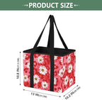 Trunk Organizer Collapsible Car Organizer with Handle Car Storage Box Bin for Groceries SUV Utility Tote Bag Portable Vehicle Container Leopard Print Daisy Red - Image 2