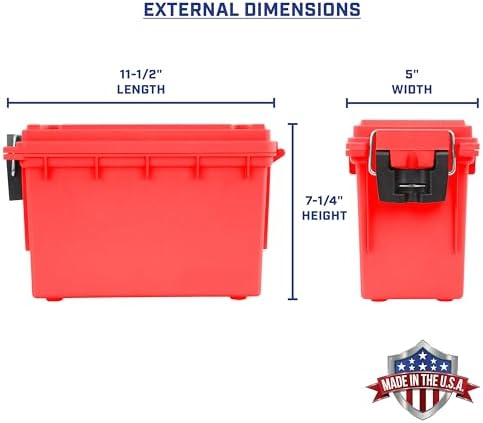 Sheffield 12636 Ammo Storage Box, Stackable .30 Cal Field Boxes, Water and Dust Resistant, Lockable Storage Box with Handle, Secures Hunting Gear, Supplies, and Bullets, Made in USA, Red, (Pack of 6) - Image 2