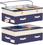 Dolicer 2 Pack Under Bed Storage with Wheels, 6in-10in Height Adjustable Underbed Storage Containers, 92L XXXL Under Bed Drawers Rolling Bin with Clear Lids for Dorm Shoes Clothes Organizers(Blue) by DolicerLANDSCAPEQ