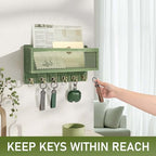 Rebee Vision Key Holder Wall Mount with Mail Basket for Room Decor, Green - Image 4
