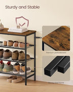 VASAGLE Shoe Rack, 4 Tiers, 12-16 Pairs, Metal Organizer Shelf - Image 5