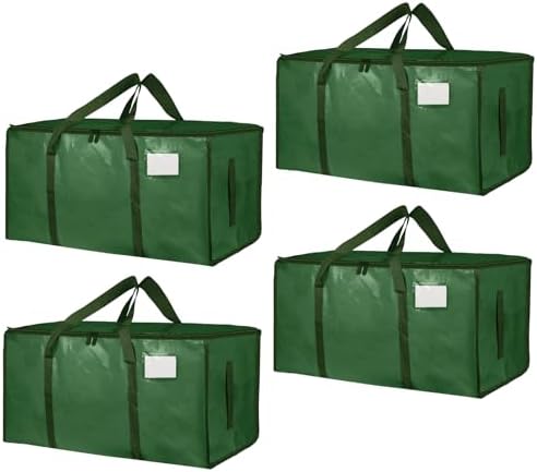 4 Pack-Extra Large Heavy Duty Moving Bags - Waterproof Storage Totes with Handles & Zippers, Foldable for College Dorm, Storage (olive green) by Unknown