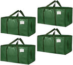 4 Pack-Extra Large Heavy Duty Moving Bags - Waterproof Storage Totes with Handles & Zippers, Foldable for College Dorm, Storage (olive green) by Unknown