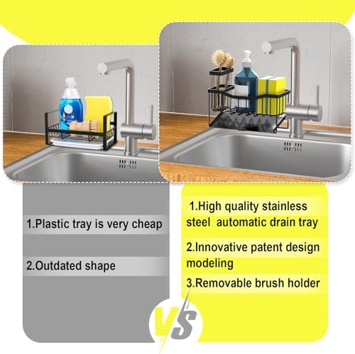Fssvcd Maifan Sink Caddy Sponge Holder for Kitchen with Brush Holder and Stainless Steel Self Drain Tray, Rustproof Kitchen Sink Organizer for Sponge, Soap Dispenser Storage Accessories - Image 4